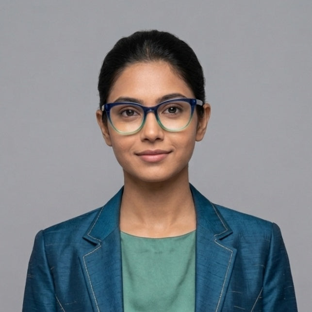 FRAMEKARTS// ICE BLUE AND GREEN SHADE ACETATE FRAME FOR WOMEN CAT EYE SHAPE