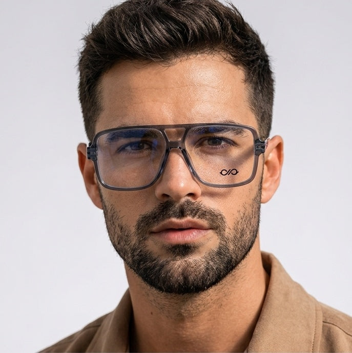 FRAMEKARTS// GREY GLOSSY ACETATE FRAME FOR MEN