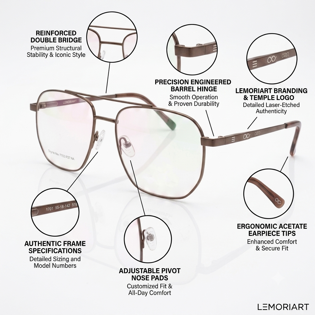 FRAMEKARTS// BROWN METAL SQUARE FRAME FOR MEN