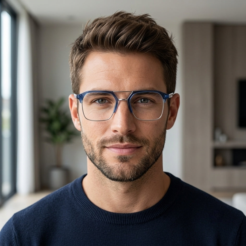 FRAMEKARTS// CREATA BLUE AND SILVER METAL FOR MEN