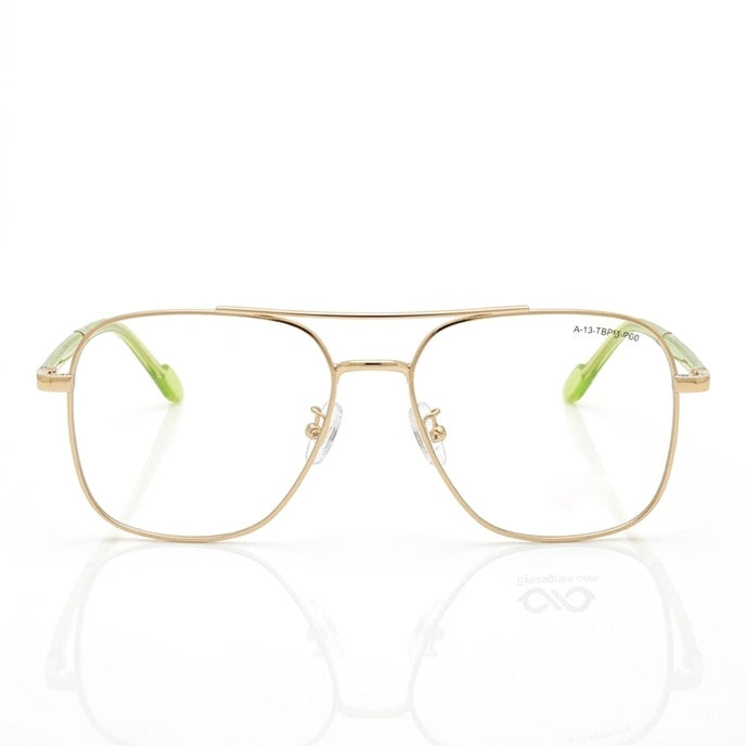 FRAMEKARTS// SQUARE GOLDEN AND GREEN METAL FRAME FOR MEN