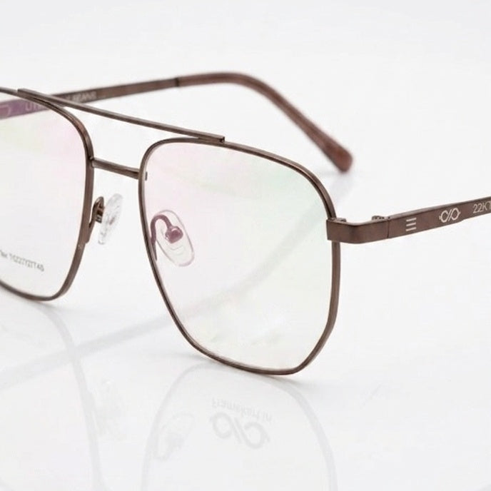 FRAMEKARTS// BROWN METAL SQUARE FRAME FOR MEN