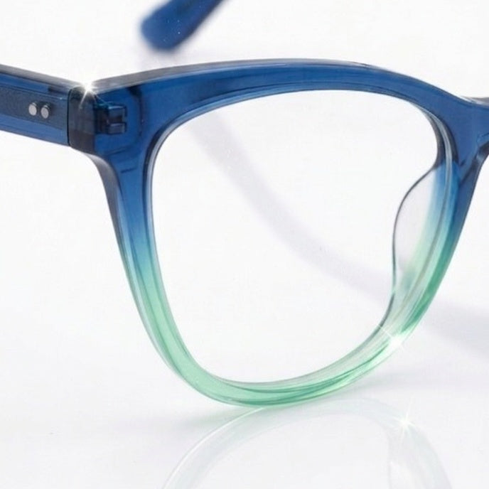 FRAMEKARTS// ICE BLUE AND GREEN SHADE ACETATE FRAME FOR WOMEN CAT EYE SHAPE