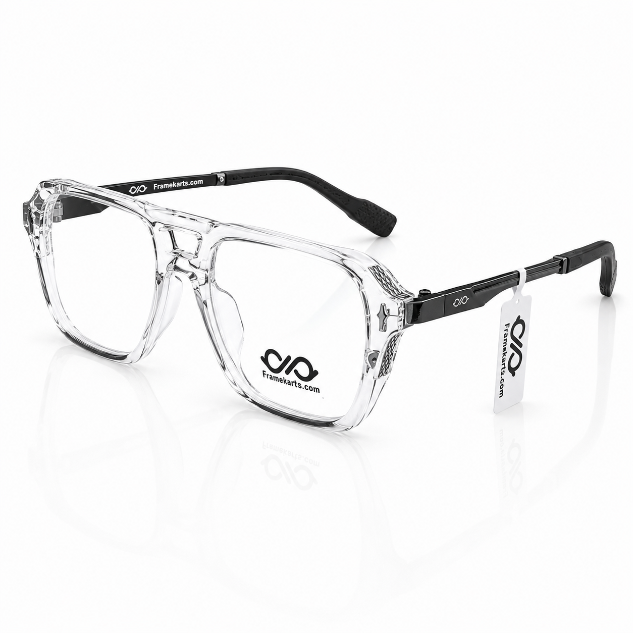 Framekarts// Drip transparent square bridge for men