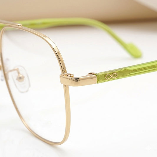 FRAMEKARTS// SQUARE GOLDEN AND GREEN METAL FRAME FOR MEN