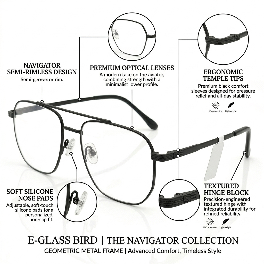 FRAMEKARTS// BLACK CASUAL METAL FOR MEN SQUARE