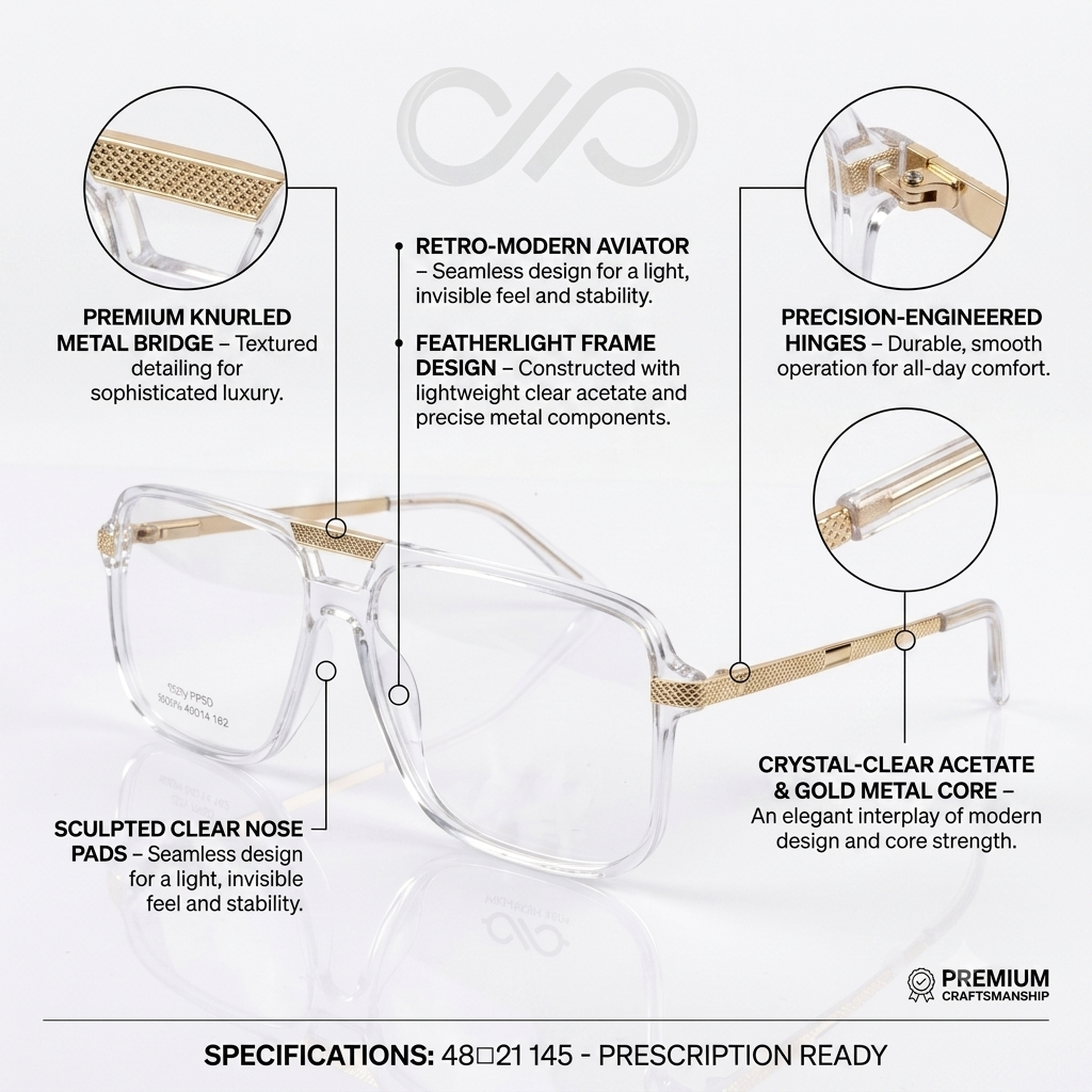 FRAMEKARTS// TRANSPARENT ACETATE FRAME FOR MEN