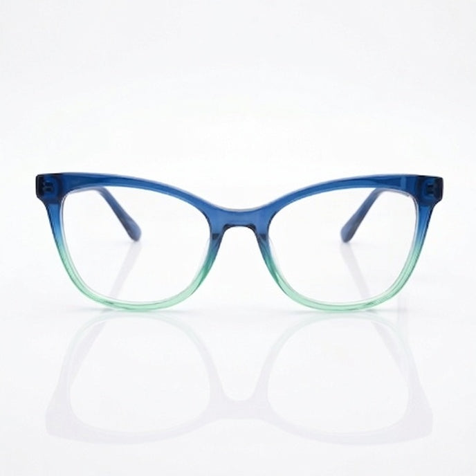 FRAMEKARTS// ICE BLUE AND GREEN SHADE ACETATE FRAME FOR WOMEN CAT EYE SHAPE