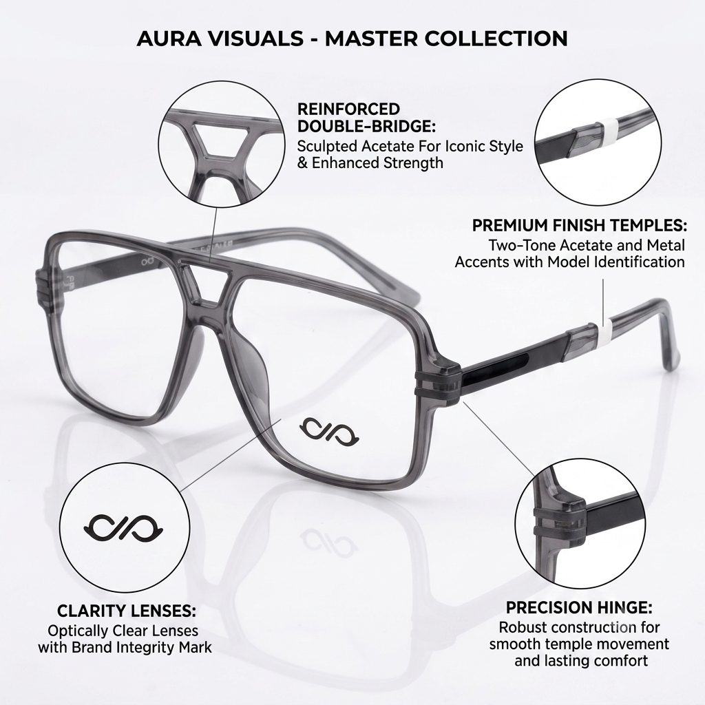 FRAMEKARTS// GREY GLOSSY ACETATE FRAME FOR MEN