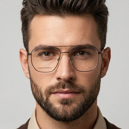 FRAMEKARTS// BROWN METAL SQUARE FRAME FOR MEN