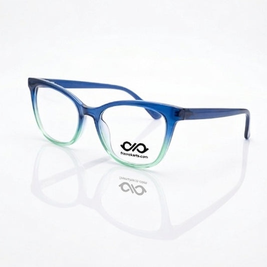 FRAMEKARTS// ICE BLUE AND GREEN SHADE ACETATE FRAME FOR WOMEN CAT EYE SHAPE