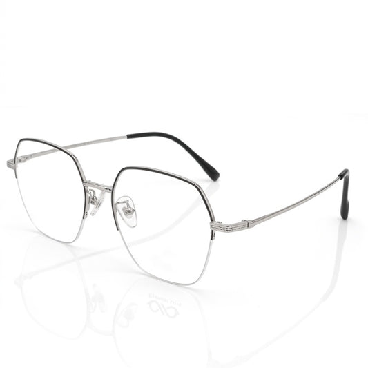 FRAMEKARTS // METAL HALF RIM HEXAGONAL FRAME FOR MEN SILVER