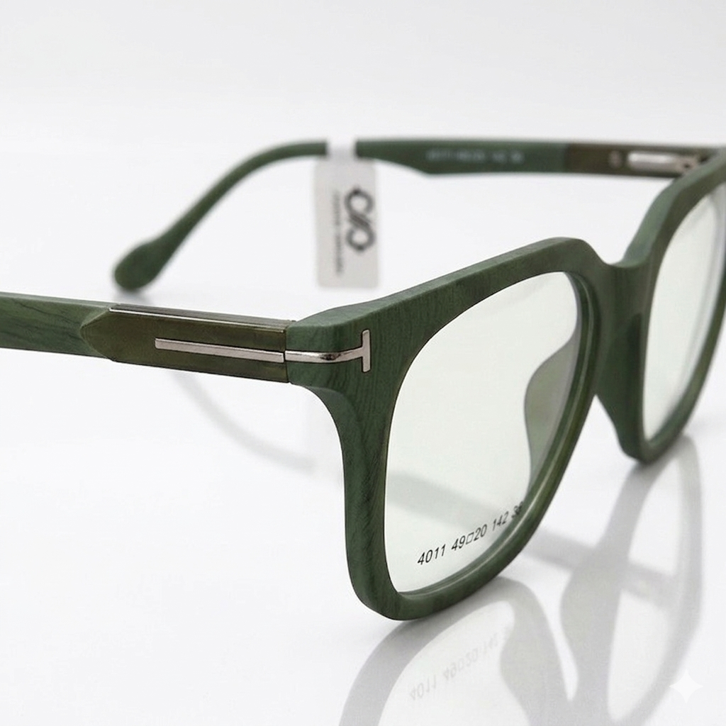 FRAMEKARTS// OLIVE GREEN FULL ACETATE FRAME FOR MEN SQUARE